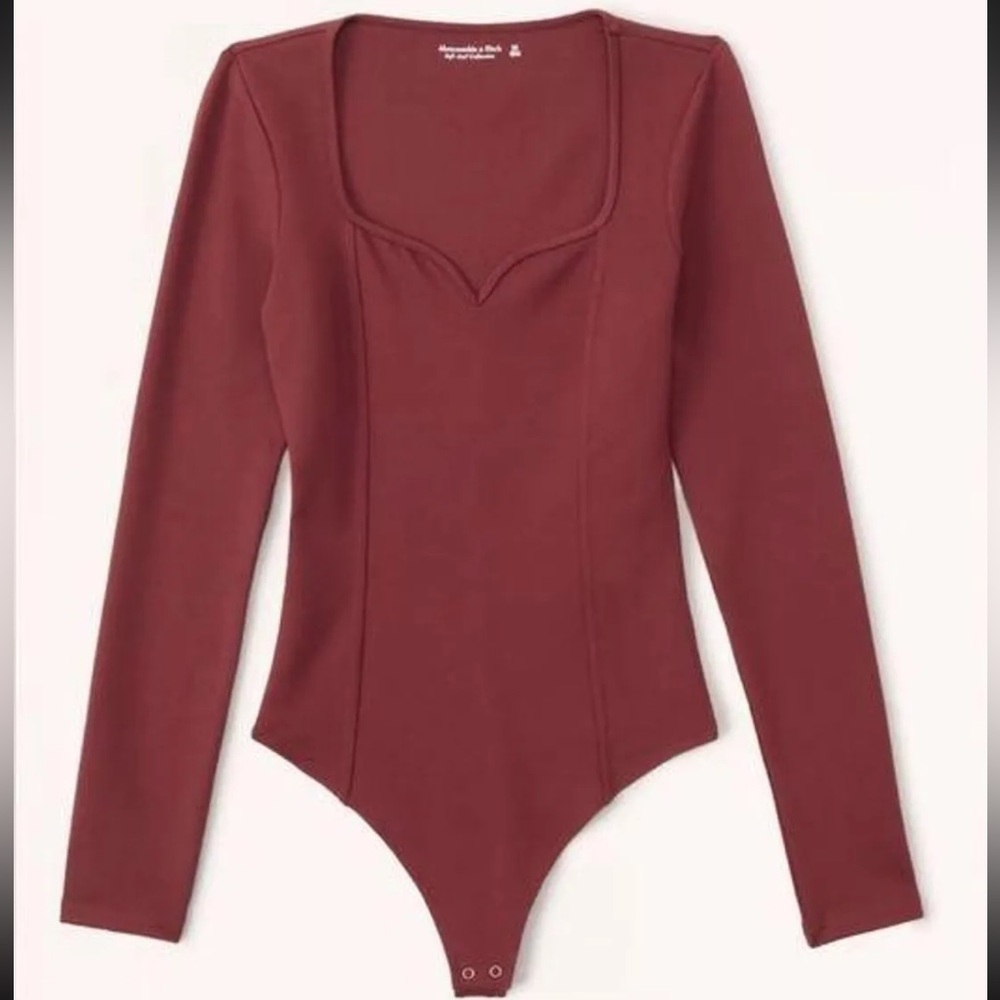 Abercrombie & Fitch Burgundy Long Sleeve Jumpsuit